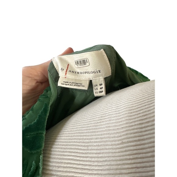 Anthropologie Puff-Sleeved Burnout Velvet Maxi Dress in Holly Green, - Picture 9 of 9